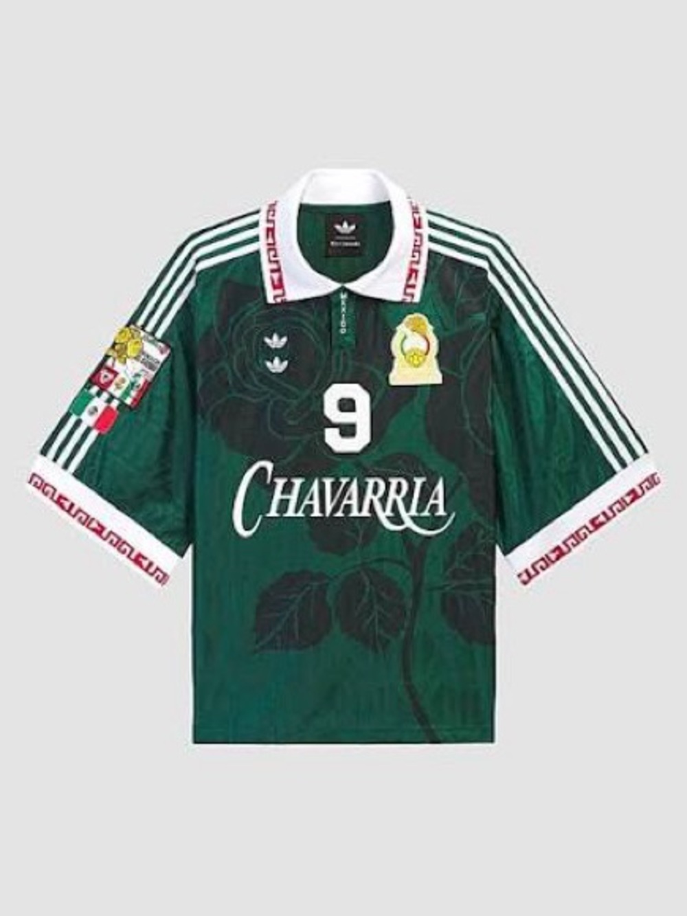 adidas Men’s Green and White Chavarria Football Jersey - Number 9
